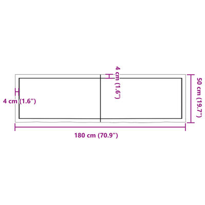 vidaXL Bathroom Countertop 180x50x(2-6) cm Untreated Solid Wood