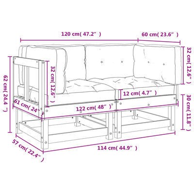 vidaXL Corner Sofas with Cushions 2 pcs Honey Brown Solid Wood Pine