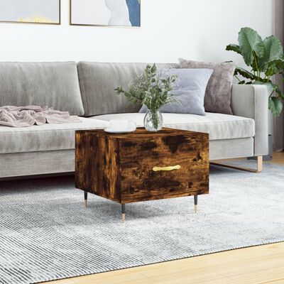 vidaXL Coffee Table Smoked Oak 50x50x40 cm Engineered Wood