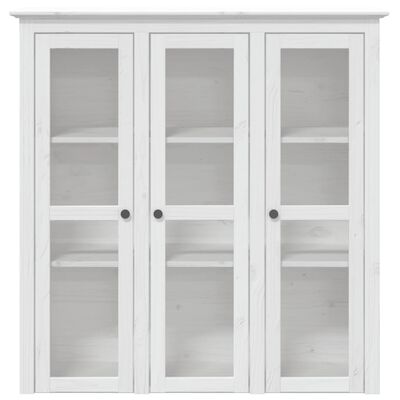 vidaXL Cabinet with Glass Doors BODO White Solid Wood Pine