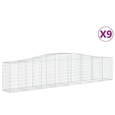 vidaXL Arched Gabion Baskets 9 pcs 400x50x80/100 cm Galvanised Iron