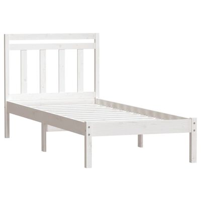 vidaXL Bed Frame without Mattress White Single Solid Wood