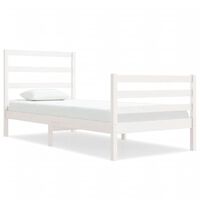 vidaXL Bed Frame without Mattress White 75x190 cm Small Single Solid Wood Pine