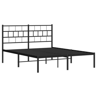 vidaXL Metal Bed Frame without Mattress with Headboard Black 120x190 cm Small Double