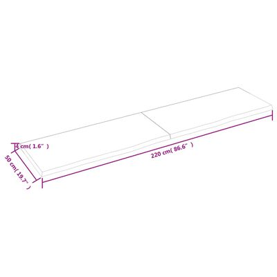 vidaXL Table Top 220x50x(2-4) cm Untreated Solid Wood Oak