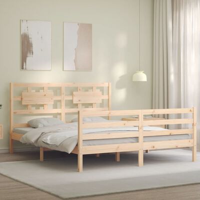 vidaXL Bed Frame without Mattress King Size Solid Wood