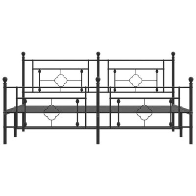 vidaXL Metal Bed Frame without Mattress with Footboard Black 183x213 cm