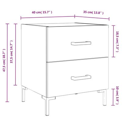 vidaXL Bedside Cabinet Grey Sonoma 40x35x47.5 cm Engineered Wood