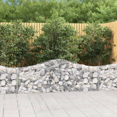 vidaXL Arched Gabion Basket 200x30x60/80 cm Galvanised Iron