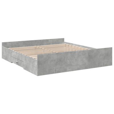 vidaXL Bed Frame with Drawers without Mattress Concrete Grey 200x200 cm