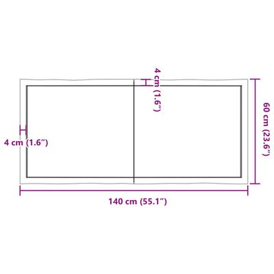 vidaXL Table Top 140x60x(2-6) cm Untreated Solid Wood Live Edge