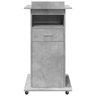 vidaXL Lectern with Wheels & Drawer Concrete Grey 55x55x107 cm Engineered Wood