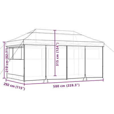 vidaXL Foldable Party Tent Pop-Up with 4 Sidewalls Taupe