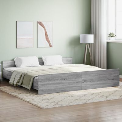 vidaXL Bed Frame without Mattress Grey Sonoma 180x200 cm Super King