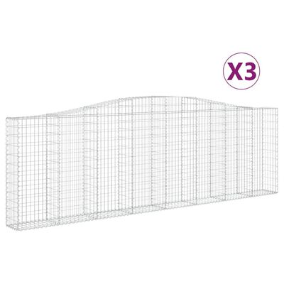 vidaXL Arched Gabion Baskets 3 pcs 400x30x120/140 cm Galvanised Iron