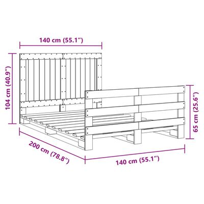 vidaXL Bed Frame without Mattress with Headboard 140x200 cm Solid Wood