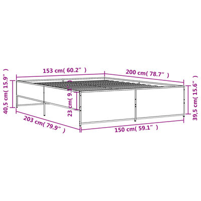 vidaXL Bed Frame without Mattress Smoked Oak 150x200 cm King Size