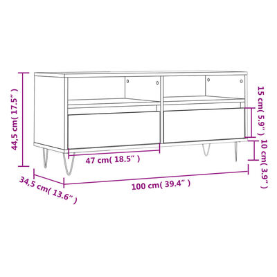 vidaXL TV Cabinet Grey Sonoma 100x34.5x44.5 cm Engineered Wood