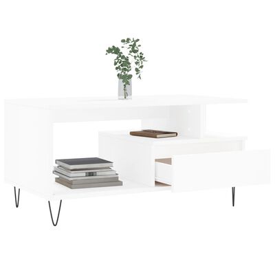 vidaXL Coffee Table White 90x49x45 cm Engineered Wood