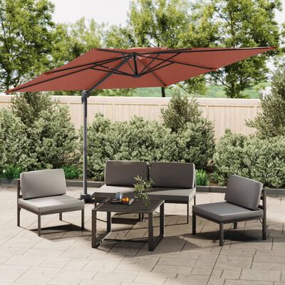 vidaXL Double Top Cantilever Garden Parasol Terracotta 300x300 cm