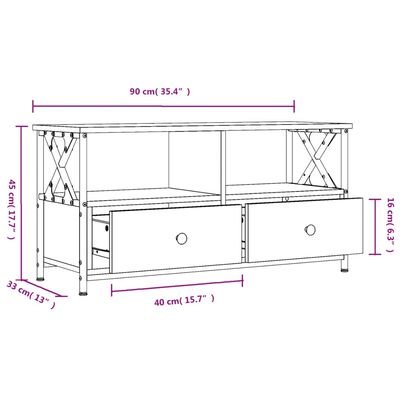 vidaXL TV Cabinet Black 90x33x45 cm Engineered Wood&Iron