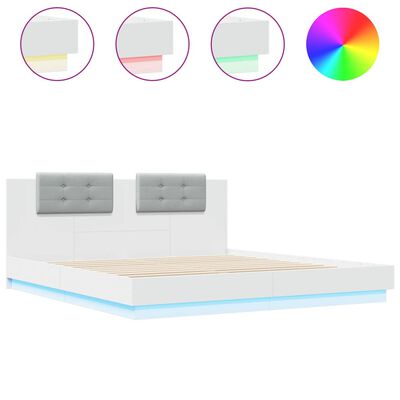 vidaXL Bed Frame with LED without Mattress White 200x200 cm