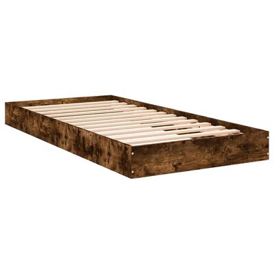 vidaXL Bed Frame without Mattress Smoked Oak 75x190 cm Small Single Engineered Wood