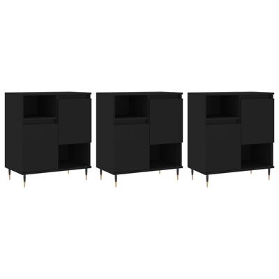 vidaXL Sideboards 3 pcs Black Engineered Wood