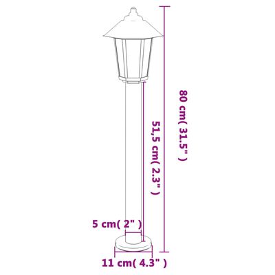 vidaXL Outdoor Floor Lamp Silver 80 cm Stainless Steel