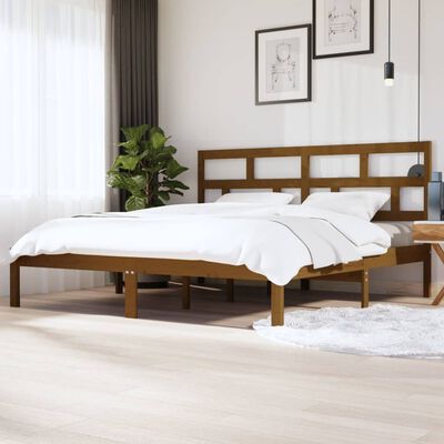 vidaXL Bed Frame without Mattress Honey Brown Solid Wood Pine 200x200 cm (810040+814217)