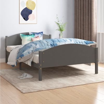 vidaXL Bed Frame without Mattress Dark Grey Solid Pine Wood 120x200 cm