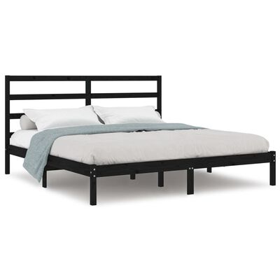 vidaXL Bed Frame without Mattress Black 200x200 cm Solid Wood Pine