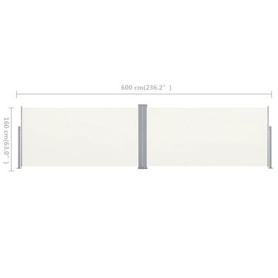 vidaXL Retractable Side Awning 160x600 cm Cream