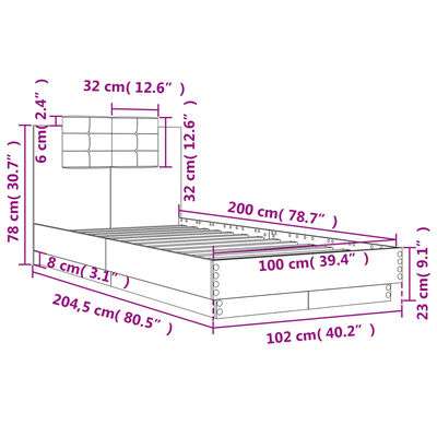 vidaXL Bed Frame without Mattress White 100x200 cm