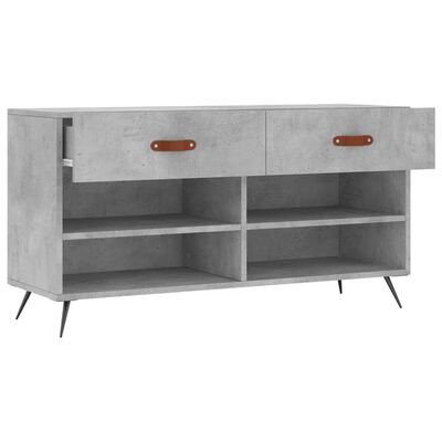 vidaXL Shoe Bench Concrete Grey 102x35x55 cm Engineered Wood