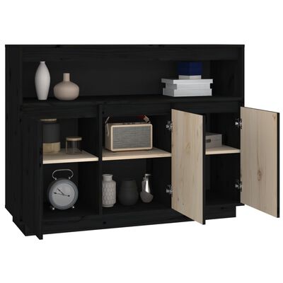 vidaXL Sideboard Black 104.5x34x80 cm Solid Wood Pine