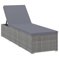 vidaXL Sun Lounger with Dark Grey Cushion Poly Rattan Grey