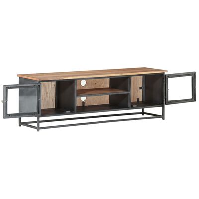 vidaXL TV Cabinet Grey 120x30x40 cm Solid Acacia Wood and Steel