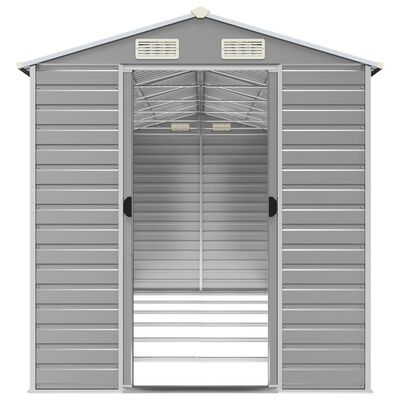 vidaXL Garden Shed Light Grey 191x555x198 cm Galvanised Steel