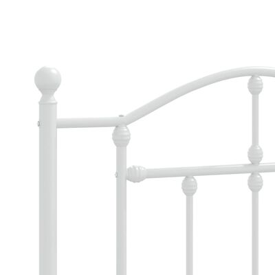 vidaXL Metal Bed Frame without Mattress with Headboard White 90x200 cm