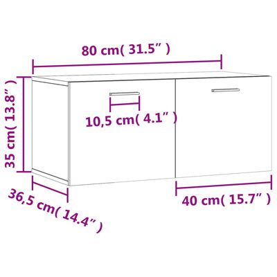 vidaXL Wall Cabinet Smoked Oak 80x36.5x35 cm Engineered Wood