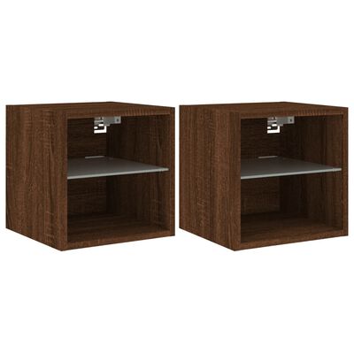 vidaXL TV Wall Cabinets with LED Lights 2 pcs Brown Oak 30x28.5x30 cm