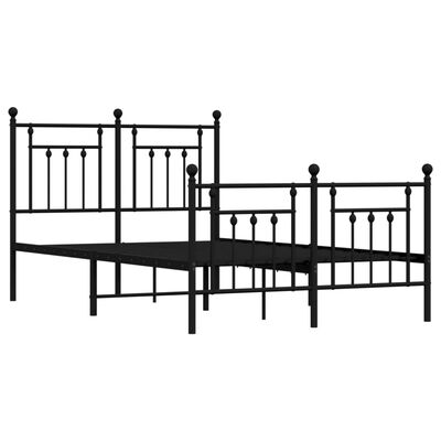 vidaXL Metal Bed Frame without Mattress with Footboard Black 120x200 cm