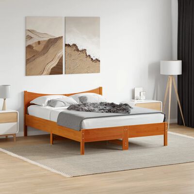 vidaXL Bed Frame without Mattress Wax Brown 140x200 cm Solid Wood Pine