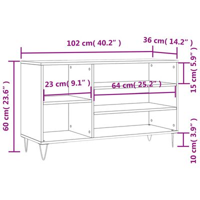 vidaXL Shoe Cabinet White 102x36x60 cm Engineered Wood