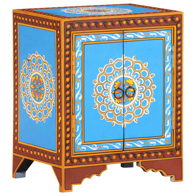 vidaXL Hand Painted Bedside Cabinet 40x30x50 cm Solid Mango Wood