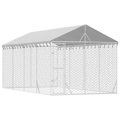 vidaXL Outdoor Dog Kennel with Roof Silver 3x6x2.5 m Galvanised Steel