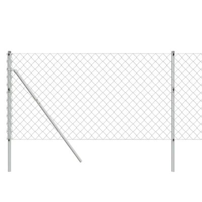 vidaXL Chain Link Fence Silver 1.1x25 m