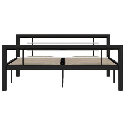 vidaXL Bed Frame without Mattress Black and White Metal 160x200 cm