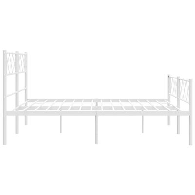 vidaXL Metal Bed Frame without Mattress with Footboard White 140x190 cm